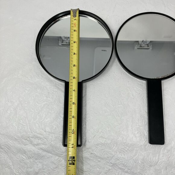 VTG Otagiri Nesting Double Hand Mirror Handles Black Lacquer 11” Diameter Japan - Picture 3 of 10